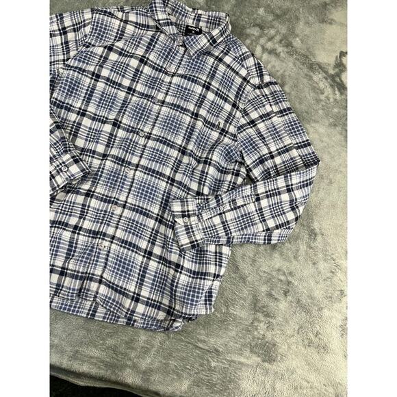 Men's Hurley blue  White Plaid Flannel Long Sleeve Button Down Shirt XL Exc - Picture 6 of 10